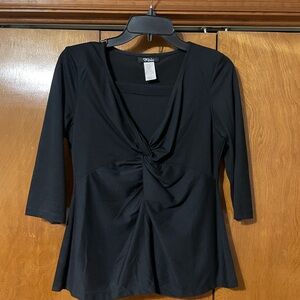 PK Maks Black 3/4 Sleeve Ruched Blouse